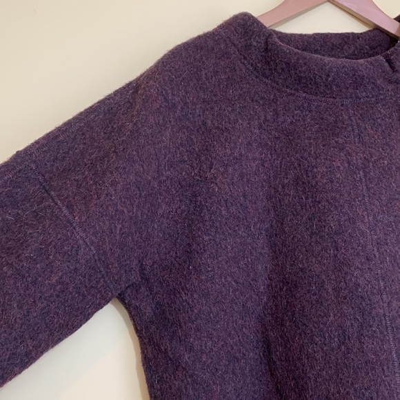 J. Crew | Brown Alpaca Wool Boho Oversized Fringe Mock-neck Pullover Sweater S - Picture 7 of 17